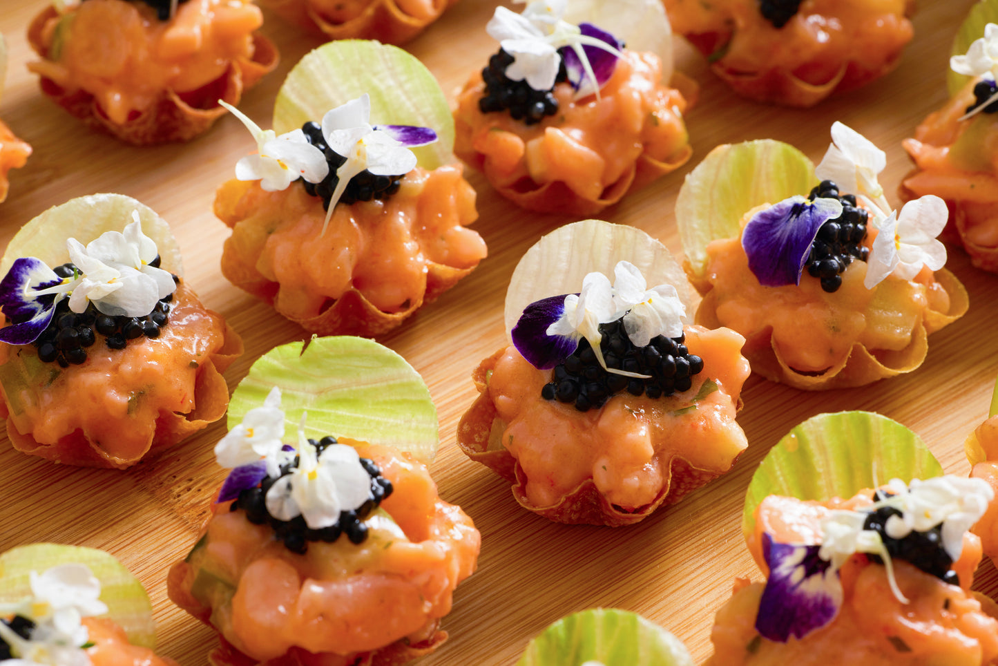 Lobster Salad with caviar in Wonton Shell