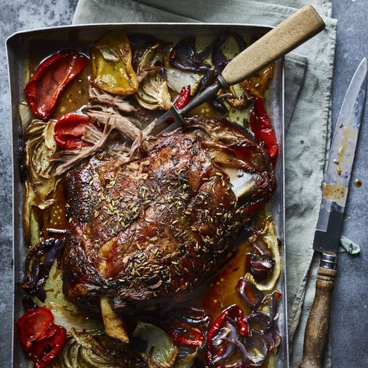 Slow Roasted Whole Lamb Shoulder with Green Salsa